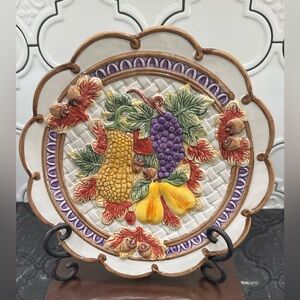 Fitz and Floyd Harvest Plate with Purple and Yellow Accents